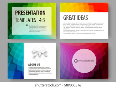 Set of business templates for presentation slides. Easy editable layouts, vector illustration. Colorful design background with abstract shapes, overlap effect