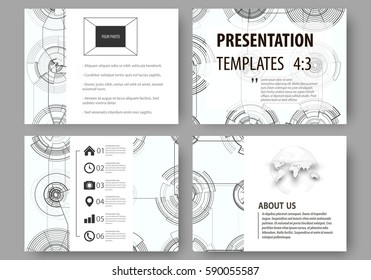 Set of business templates for presentation slides. Easy editable layouts, vector illustration. High tech design, connecting system. Science and technology concept. Futuristic abstract background