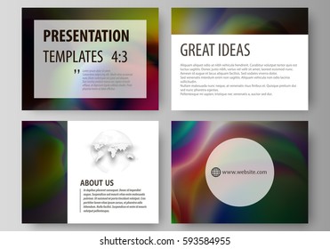 Set of business templates for presentation slides. Easy editable layouts in flat style, vector illustration. Colorful design background with abstract shapes, bright cell backdrop.