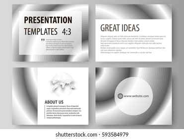 Set of business templates for presentation slides. Easy editable abstract vector layouts in flat design. Simple monochrome geometric pattern. Minimalistic background. Gray color shapes.