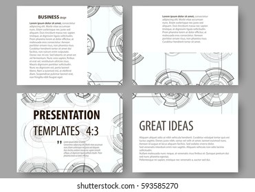 Set of business templates for presentation slides. Easy editable layouts, vector illustration. High tech design, connecting system. Science and technology concept. Futuristic abstract background.