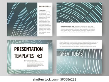 Set of business templates for presentation slides. Easy editable abstract vector layouts in flat design. Technology background in geometric style made from circles.