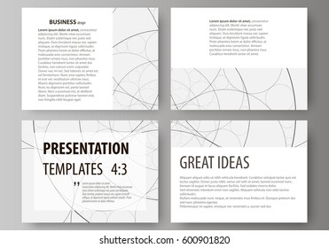 Set of business templates for presentation slides. Easy editable abstract vector layouts in flat design. Alchemical theme. Fractal art background. Sacred geometry. Mysterious relaxation pattern.