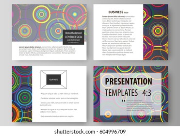 Set of business templates for presentation slides. Easy editable abstract vector layouts in flat design. Bright color background in minimalist style made from colorful circles.