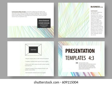 Set of business templates for presentation slides. Easy editable layouts, vector illustration. Colorful background with abstract waves, lines. Bright color curves. Motion design