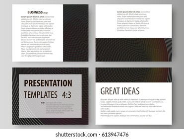 Set of business templates for presentation slides. Easy editable vector layouts in flat design. Dark color modern abstract background with colorful circles.