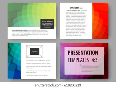 Set of business templates for presentation slides. Easy editable layouts, vector illustration. Colorful design background with abstract shapes, overlap effect.