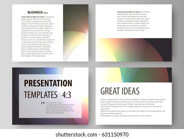 Set of business templates for presentation slides. Easy editable abstract vector layouts. Retro style, mystical Sci-Fi background. Futuristic trendy design.