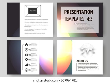 Set of business templates for presentation slides. Easy editable abstract vector layouts. Retro style, mystical Sci-Fi background. Futuristic trendy design.