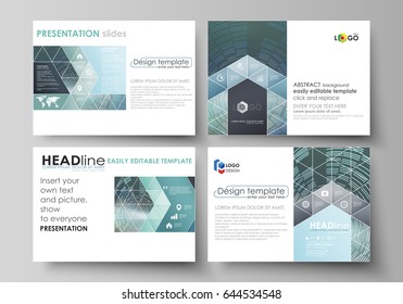 Set of business templates for presentation slides. Easy editable abstract vector layouts in flat design. Technology background in geometric style made from circles.