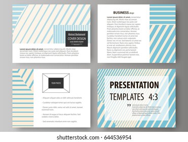 Set of business templates for presentation slides. Easy editable abstract vector layouts in flat style. Minimalistic design with lines, geometric shapes forming beautiful background.