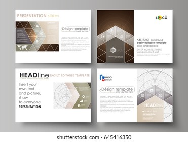 Set of business templates for presentation slides. Easy editable abstract vector layouts in flat design. Alchemical theme. Fractal art background. Sacred geometry. Mysterious relaxation pattern.