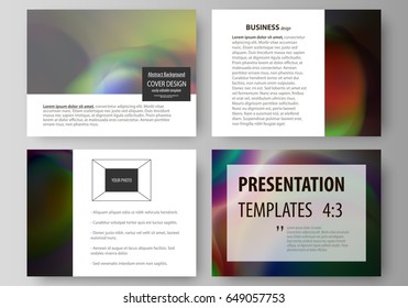 Set of business templates for presentation slides. Easy editable layouts in flat style, vector illustration. Colorful design background with abstract shapes, bright cell backdrop