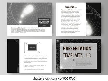 Set of business templates for presentation slides. Easy editable abstract vector layouts in flat design. Sacred geometry, glowing geometrical ornament. Mystical background