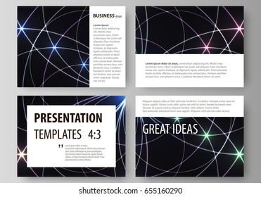 Set of business templates for presentation slides. Easy editable abstract vector layouts in flat design. Sacred geometry, glowing geometrical ornament. Mystical background