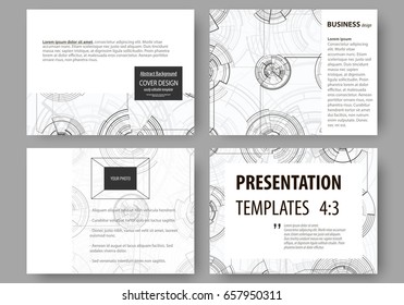 Set of business templates for presentation slides. Easy editable layouts, vector illustration. High tech design, connecting system. Science and technology concept. Futuristic abstract background.