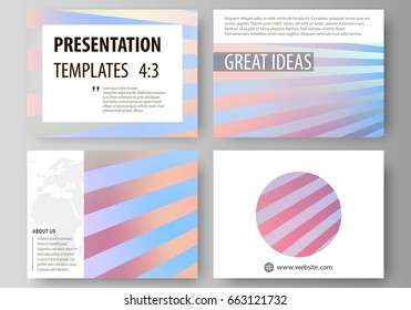Set of business templates for presentation slides. Easy editable abstract vector layouts in flat style. Sweet pink and blue decoration, pretty romantic design, cute candy background.