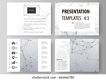 Set of business templates for presentation slides. Abstract vector layouts in flat design. Compounds lines and dots. Big data visualization in minimal style. Graphic communication background