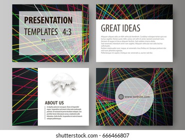 Set of business templates for presentation slides. Easy editable abstract vector layouts in flat design. Bright color lines, colorful beautiful background. Perfect decoration