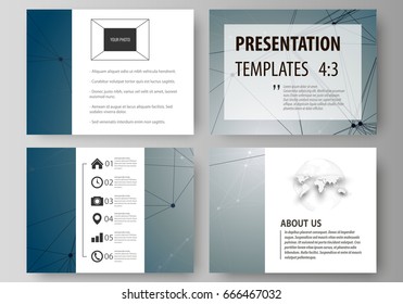 Set of business templates for presentation slides. Easy editable abstract vector layouts in flat design. DNA and neurons molecule structure. Medicine, science, technology concept. Scalable graphic