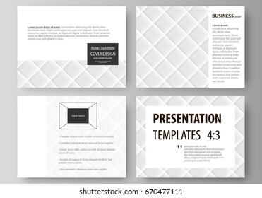 Set of business templates for presentation slides. Easy editable abstract vector layouts in flat design. Shiny fabric, rippled texture, white color silk, colorful vintage style background.