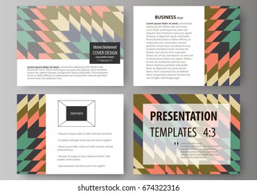 Set of business templates for presentation slides. Abstract vector layouts in flat design. Tribal pattern, geometrical ornament in ethno syle, ethnic hipster backdrop, vintage fashion background.