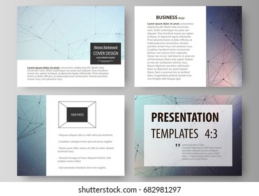 Set of business templates for presentation slides. Abstract vector layouts in flat design. Compounds lines and dots. Big data visualization in minimal style. Graphic communication background.