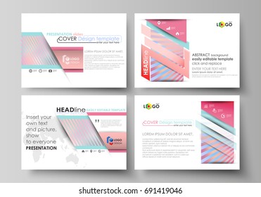 Set of business templates for presentation slides. Easy editable abstract vector layouts in flat style. Sweet pink and blue decoration, pretty romantic design, cute candy background.