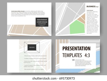 Set of business templates for presentation slides. Easy editable abstract layouts in flat design. City map with streets. Flat design template for tourism businesses, abstract vector illustration.