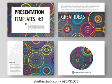 Set of business templates for presentation slides. Easy editable abstract vector layouts in flat design. Bright color background in minimalist style made from colorful circles.