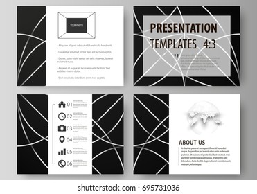 Set of business templates for presentation slides. Easy editable vector layouts in flat design. Celtic pattern. Abstract ornament, geometric vintage texture, medieval classic ethnic style.