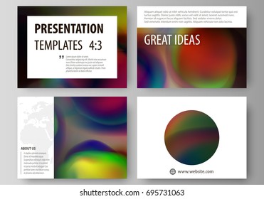 Set of business templates for presentation slides. Easy editable abstract layouts in flat design, vector illustration. Colorful design background with abstract shapes, bright cell backdrop.