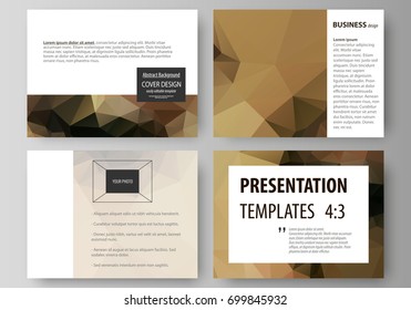 Set of business templates for presentation slides. Easy editable abstract vector layouts in flat design. Beautiful background. Geometrical colorful polygonal pattern in triangular style.