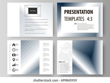 Set of business templates for presentation slides. Easy editable vector layouts in flat design. Simple monochrome geometric pattern. Abstract polygonal style, stylish modern background.