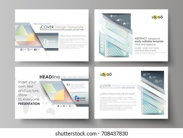 Set of business templates for presentation slides. Easy editable abstract vector layouts in flat style. Minimalistic design with lines, geometric shapes forming beautiful background