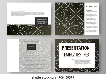 Set of business templates for presentation slides. Easy editable vector layouts in flat design. Celtic pattern. Abstract ornament, geometric vintage texture, medieval classic ethnic style