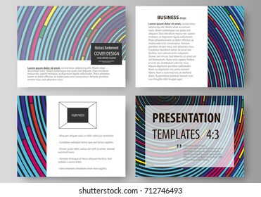 Set of business templates for presentation slides. Easy editable abstract vector layouts in flat design. Blue color background in minimalist style made from colorful circles.