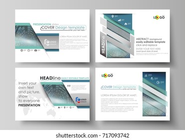 Set of business templates for presentation slides. Easy editable abstract vector layouts in flat design. Technology background in geometric style made from circles