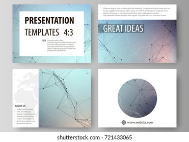 Set of business templates for presentation slides. Abstract vector layouts in flat design. Compounds lines and dots. Big data visualization in minimal style. Graphic communication background