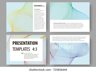 Set of business templates for presentation slides. Easy editable layouts, vector illustration. Colorful design background with abstract waves.