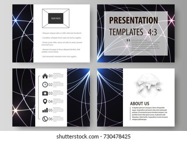 Set of business templates for presentation slides. Easy editable abstract vector layouts in flat design. Sacred geometry, glowing geometrical ornament. Mystical background