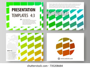 Set of business templates for presentation slides. Easy editable vector layouts in flat design. Colorful rectangles, moving dynamic shapes forming abstract polygonal style background.