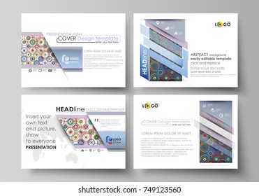Set of business templates for presentation slides. Easy editable abstract vector layouts in flat design. Bright color background in minimalist style made from colorful circles