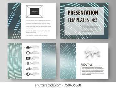 Set of business templates for presentation slides. Easy editable abstract vector layouts in flat design. Technology background in geometric style made from circles.