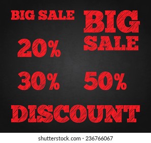 Set of business text with chalk style design, big sale, discount
