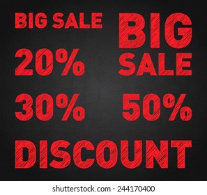 Set of business text with chalk style design, big sale, discount 