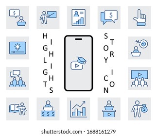 Set of Business Training Related Vector Line Icons. Contains such Icons as Teacher, Class, Presentation, Video, Book, Mentoring, Target and more. Editable Stroke. 32x32 Pixels.