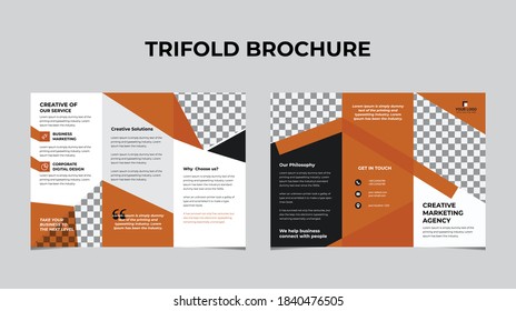 Set of business tri-fold brochure template with turquoise color in a4 size layout. Corporate design