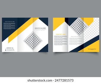 Set of business tri-fold brochure template. Modern yellow trifold brochure.