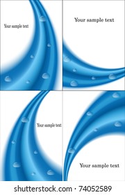 set of business vector cards with water like waves and drops